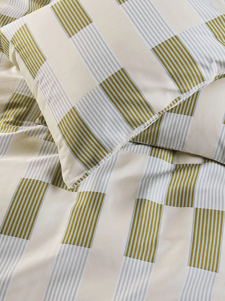 MARC O'POLO HOME | Ropa de cama de satén SVERRE 70x90cm/140x200cm Bright Pea | Oliva