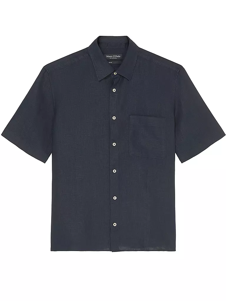 MARC O'POLO | Camisa de lino corte regular | Azul oscuro
