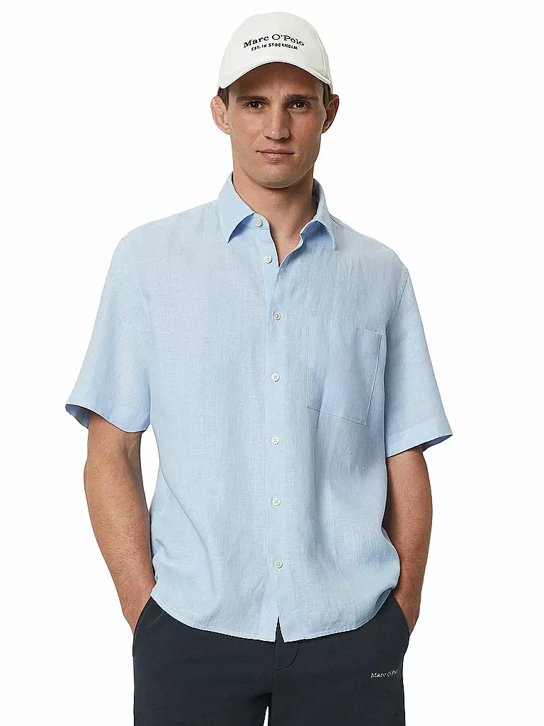 MARC O'POLO | Camisa de lino corte regular | Azul