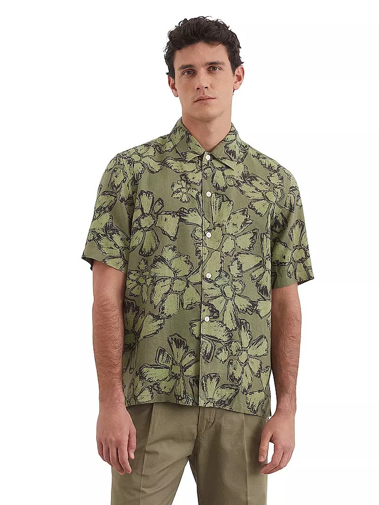 MARC O'POLO | Camisa de lino corte regular | Oliva