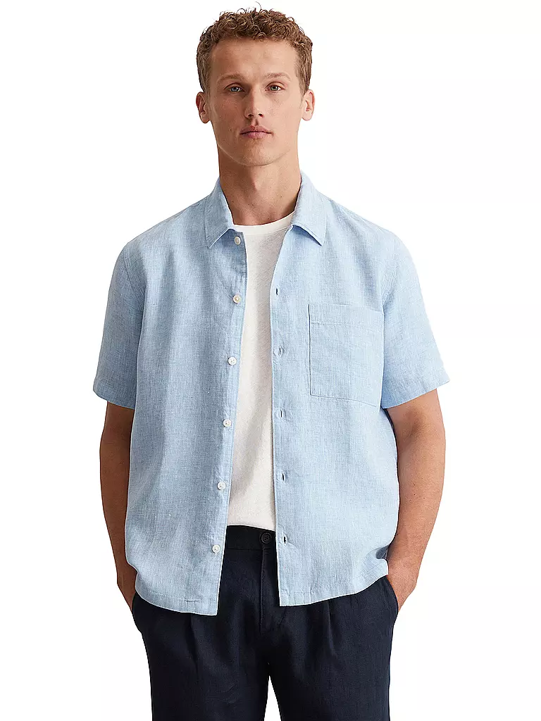 MARC O'POLO | Camisa de lino corte regular | Azul
