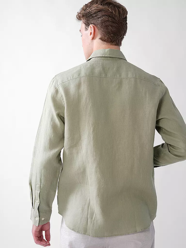 MARC O'POLO | Camisa de lino corte regular | Oliva