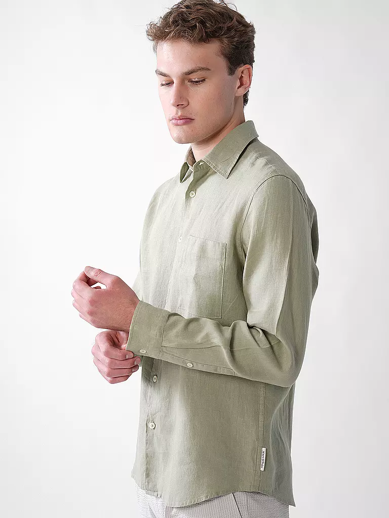 MARC O'POLO | Camisa de lino corte regular | Oliva