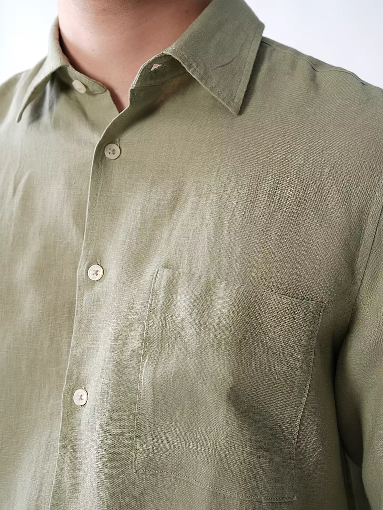 MARC O'POLO | Camisa de lino corte regular | Oliva