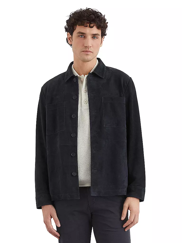 MARC O'POLO | Chaqueta de cuero | Azul oscuro