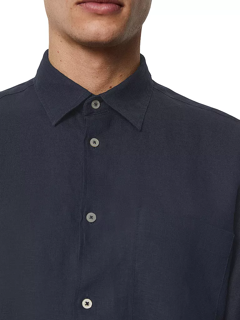 MARC O'POLO | Leinenhemd Regular Fit  | Azul oscuro