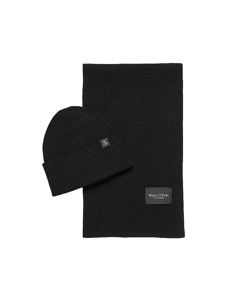 MARC O'POLO | Set de 2 piezas gorro y bufanda | Negro