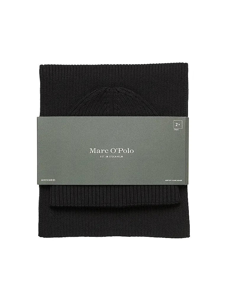 MARC O'POLO | Set de 2 piezas gorro y bufanda | Negro