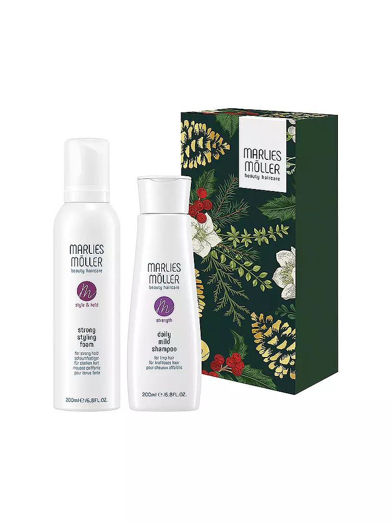 MARLIES MÖLLER | Set de regalo - Champú suave de uso diario y espuma de peinado fuerte 2x200ml | Sin color