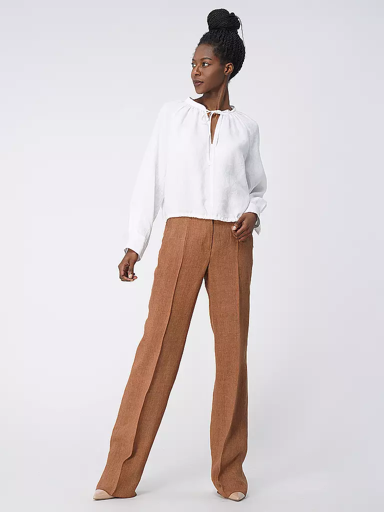 MAX MARA STUDIO | Leinen Marlenehose Alcano | Marrón