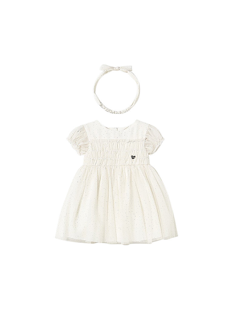 Mayoral Vestido de bebé y diadema crema