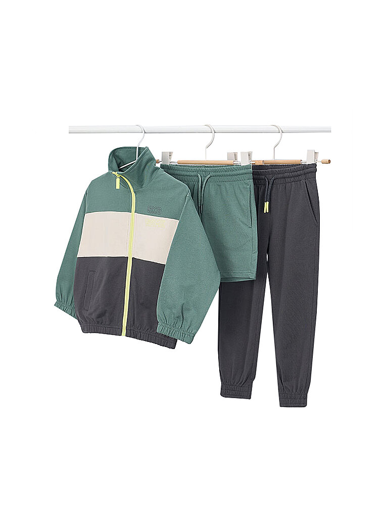 Mayoral Conjunto de niño 3 piezas chaqueta, pantalón de chándal y shorts verde