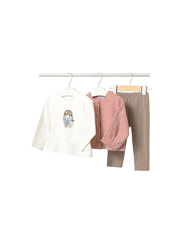 Mayoral Set de bebé de 3 piezas: chaqueta, camiseta de manga larga y leggings rosa