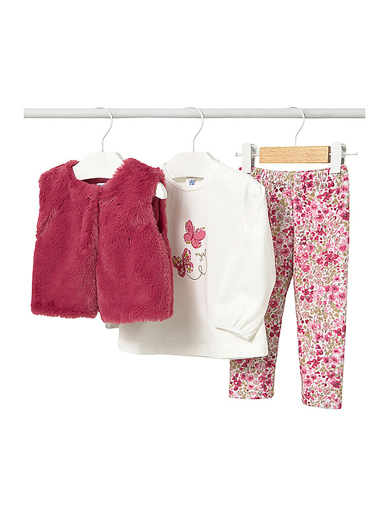 Mayoral Set de bebé de 3 piezas: camiseta de manga larga, chaleco y leggings baya