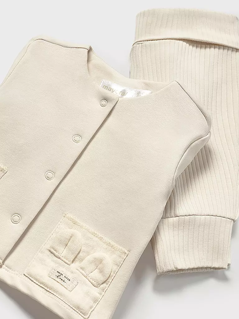 MAYORAL | Baby Set 3-teilig T-Shirt, Sweatjacke und Hose | Crema