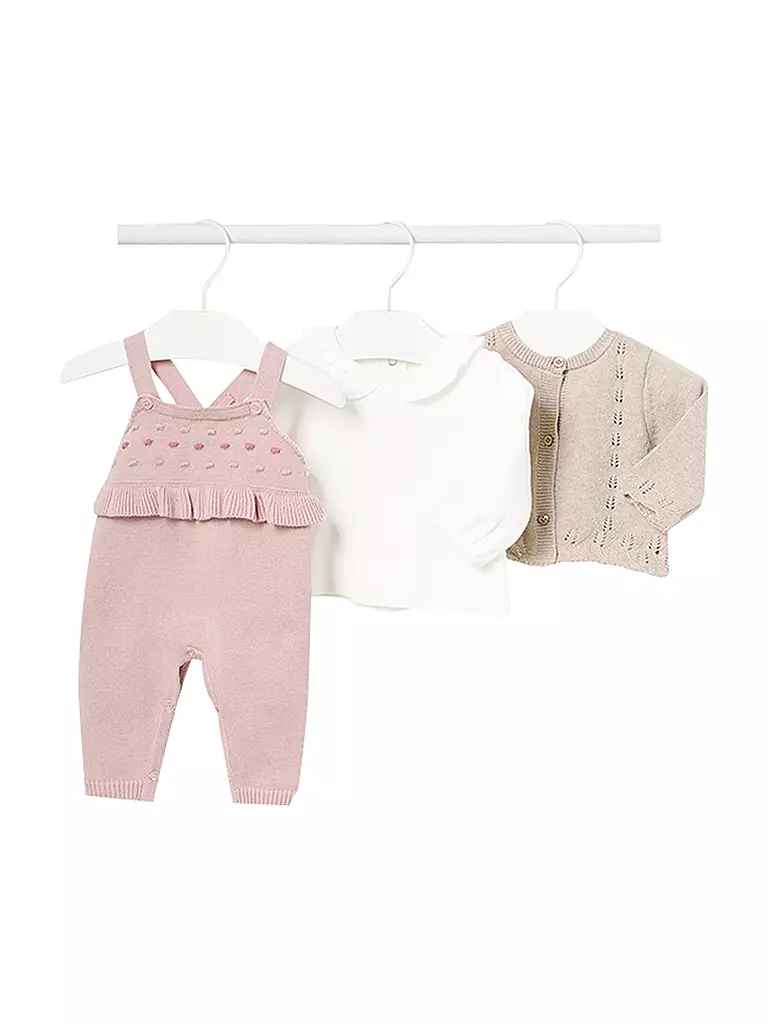 MAYORAL | Baby Set Latzhose Pullover Strickjacke 3-teilig  | Rosa