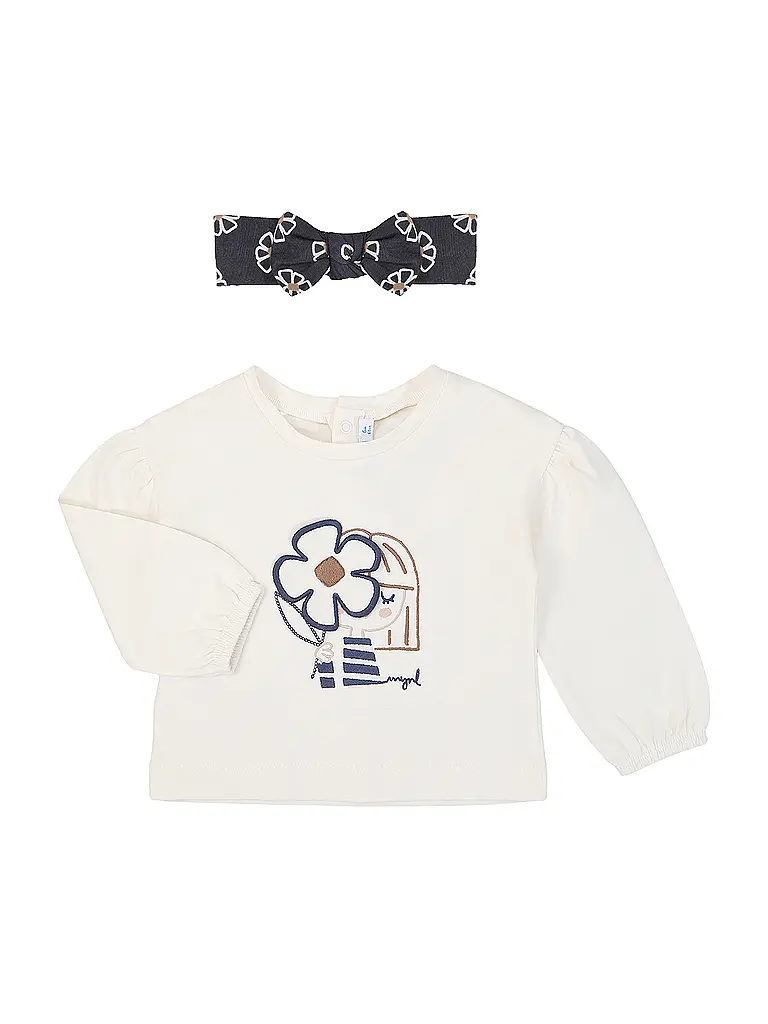 MAYORAL | Camiseta de manga larga para bebé con diadema | Crema