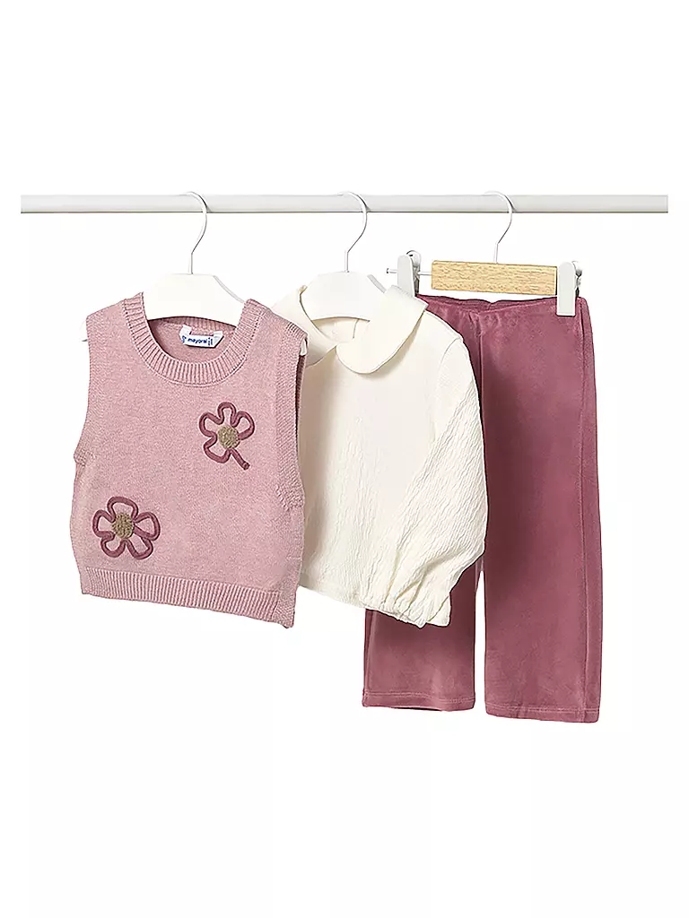 MAYORAL | Conjunto de 3 piezas para bebé niña, chaleco, camisa de manga larga y pantalón | rosa