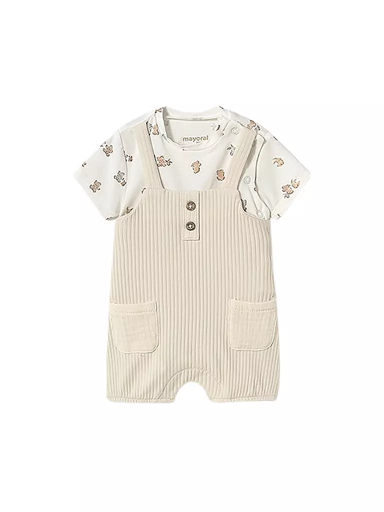 MAYORAL | Conjunto de bebé de 2 piezas camiseta y peto | Crema