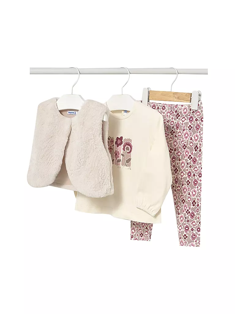 MAYORAL | Conjunto de bebé de 3 piezas, chaleco, camiseta de manga larga y leggings | rosa