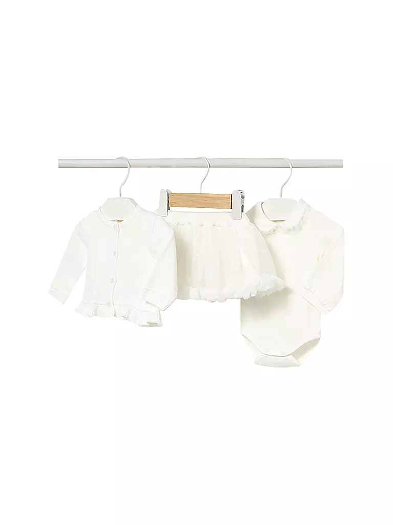 MAYORAL | Conjunto de bebé de 3 piezas: Cárdigan, body y falda | creme