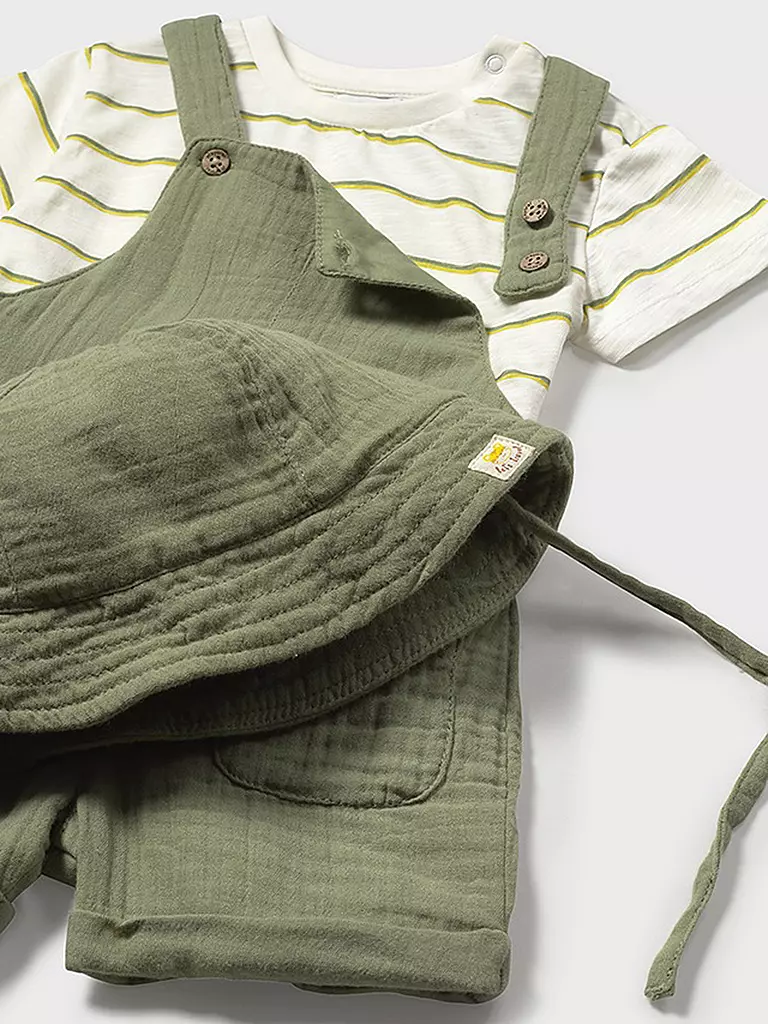 MAYORAL | Conjunto de bebé de 3 piezas: camiseta, peto y gorro | 
