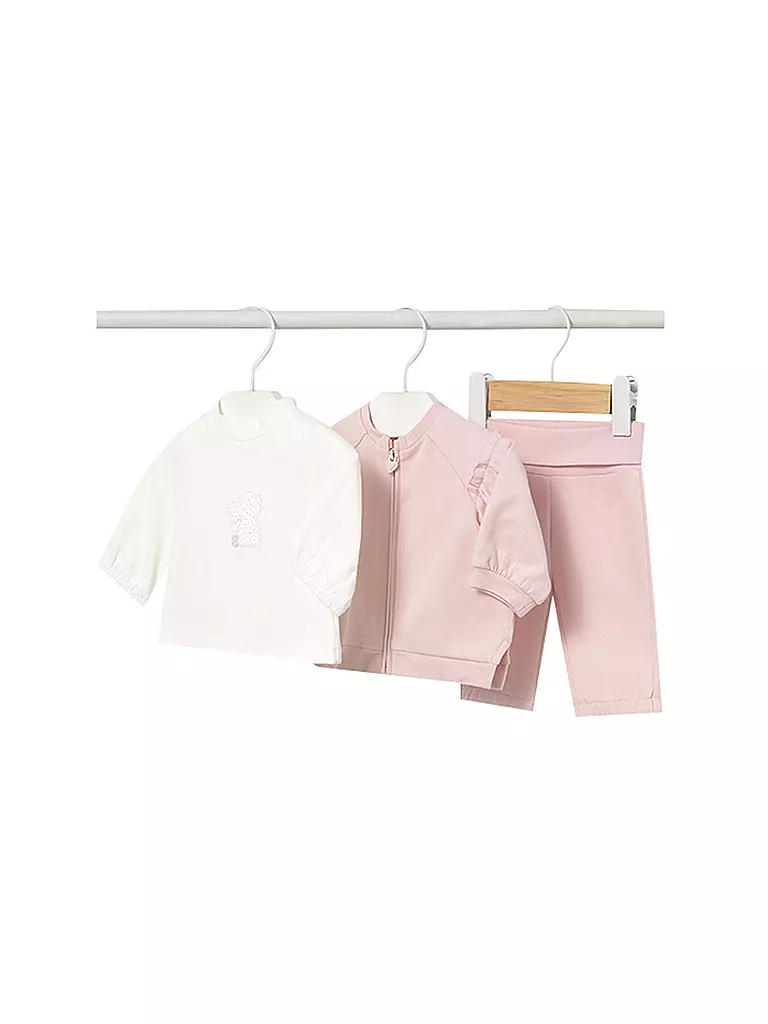 MAYORAL | Conjunto de bebé de 3 piezas: chaqueta, camiseta de manga larga y pantalón | rosa