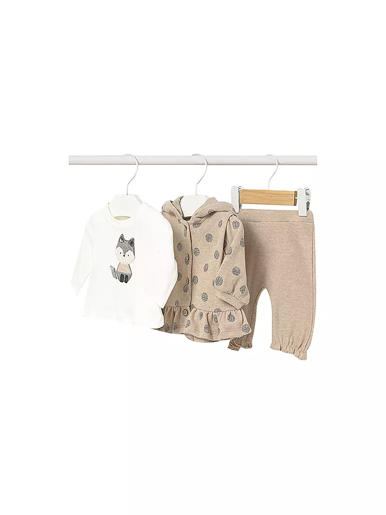 MAYORAL | Conjunto de bebé de 3 piezas: chaqueta, camiseta de manga larga y pantalón | beige