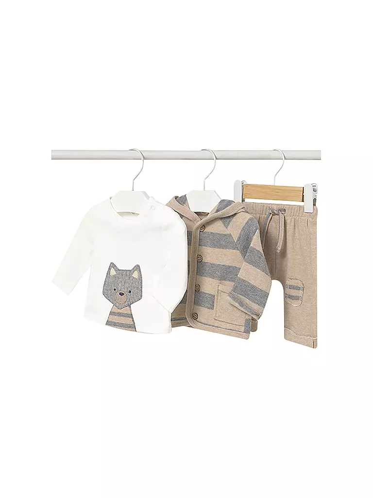 MAYORAL | Conjunto de bebé de 3 piezas: chaqueta, camiseta de manga larga y pantalón | Beige