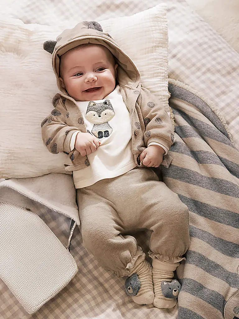 MAYORAL | Conjunto de bebé de 3 piezas: chaqueta, camiseta de manga larga y pantalón | beige