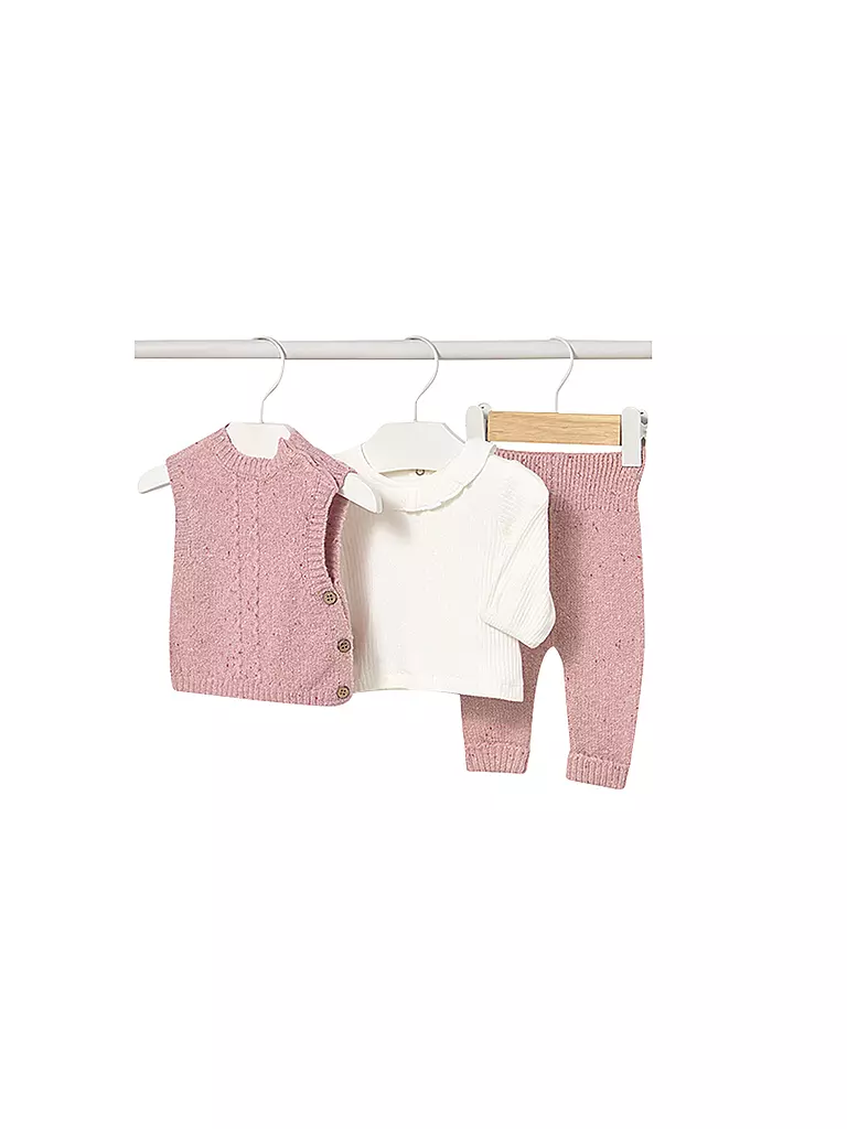 MAYORAL | Conjunto de bebé de 3 piezas con camiseta de manga larga, chaleco y pantalón | Rosa