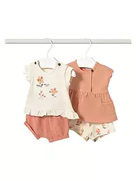 MAYORAL | Conjunto de bebé de 4 piezas con camisetas y pantalones cortos | Naranja