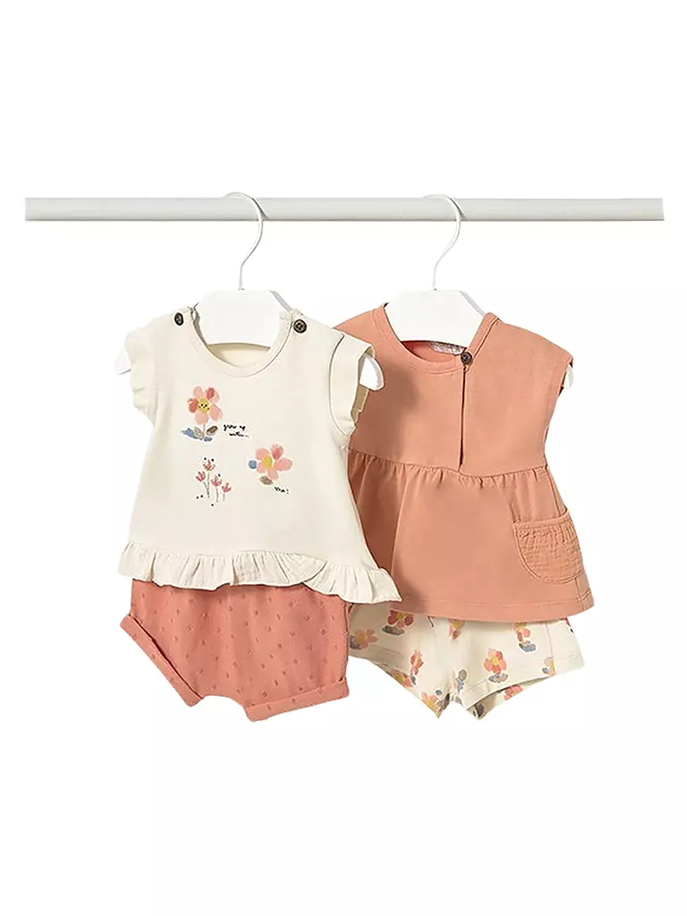 MAYORAL | Conjunto de bebé de 4 piezas con camisetas y pantalones cortos | Naranja