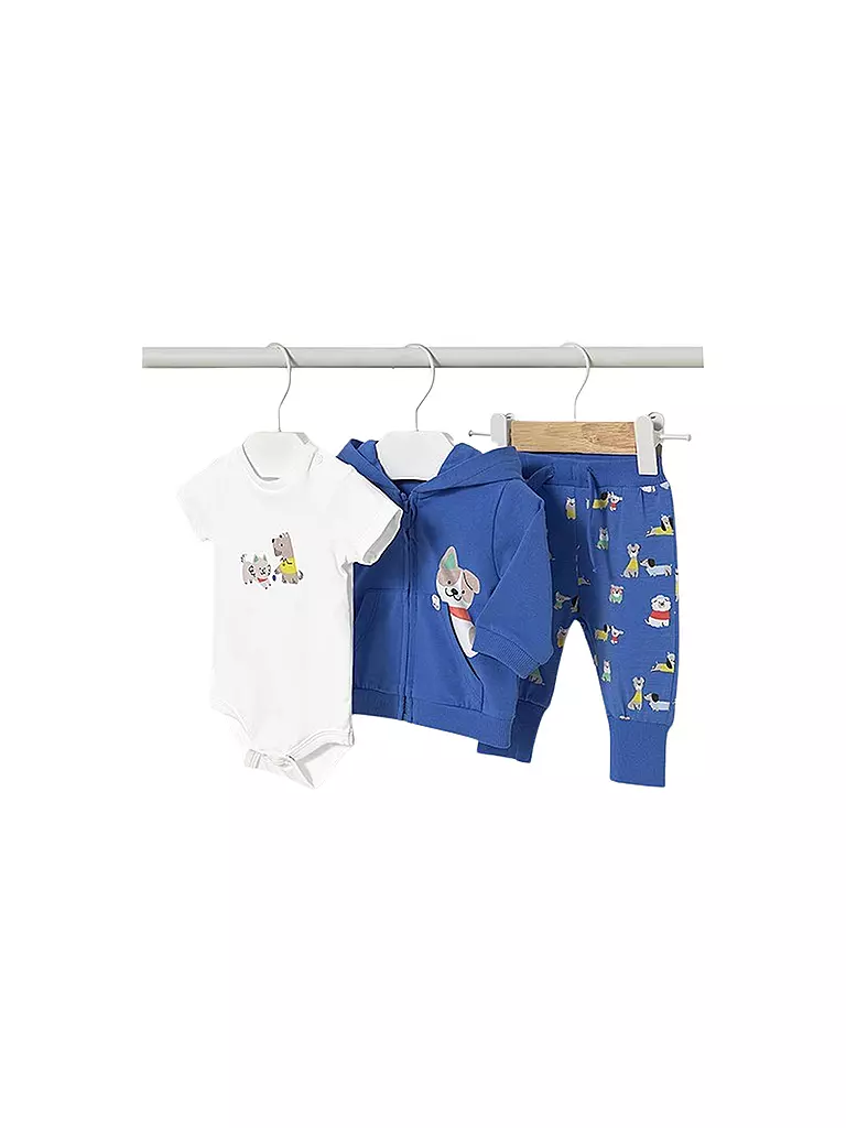MAYORAL | Conjunto de chándal para bebé de 3 piezas con body, chaqueta de felpa y pantalón | Azul