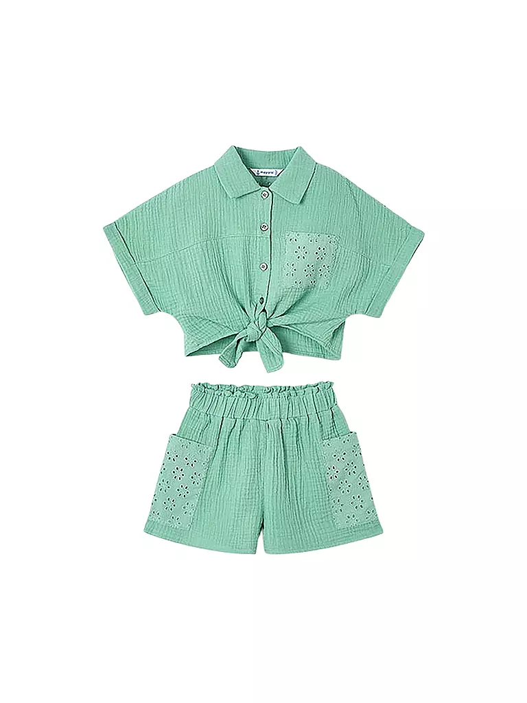 MAYORAL | Conjunto de niña de 2 piezas, blusa y shorts | Verde