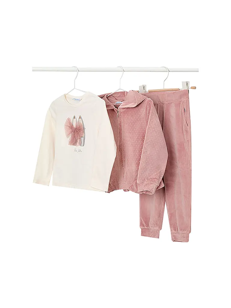 MAYORAL | Set de niña de 3 piezas, chaqueta, camiseta de manga larga y pantalón | rosa