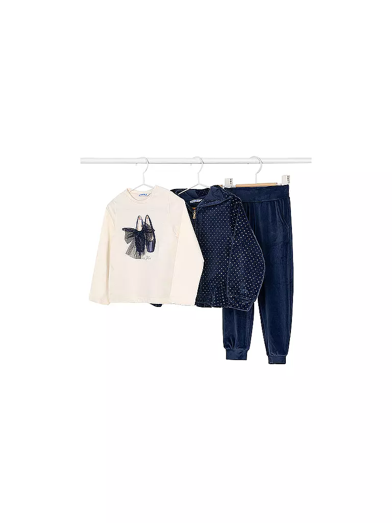 MAYORAL | Set de niña de 3 piezas: chaqueta, camiseta de manga larga y pantalón | dunkelblau