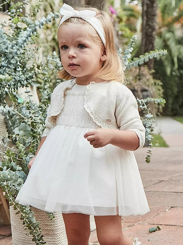MAYORAL | Vestido de bebé y diadema | Crema