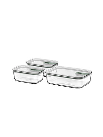 MEPAL | Set de recipientes de vidrio para alimentos de 3 piezas EASYCLIP 2X700ml/1,5L Vidrio /Nd. Salvia