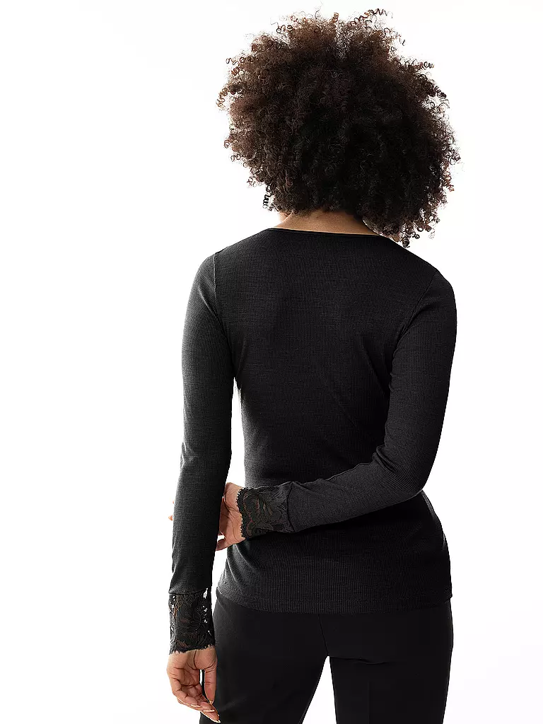 MEY | Camiseta de manga larga - Camiseta de estar en casa WOOL LOVE negro | 