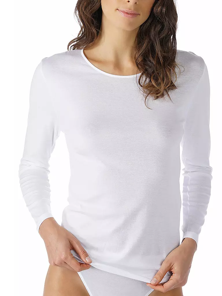MEY | Camiseta de manga larga NOBLESSE blanca | Blanco