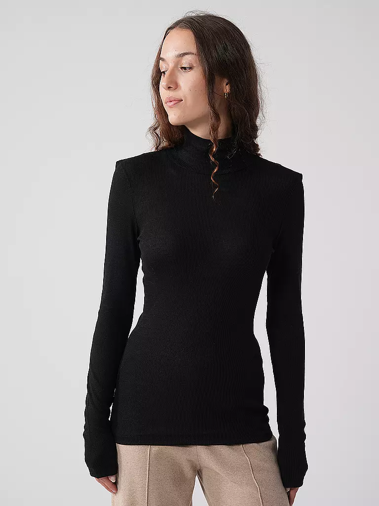 MEY | Camiseta de manga larga WOOL LOVE negra | Negro