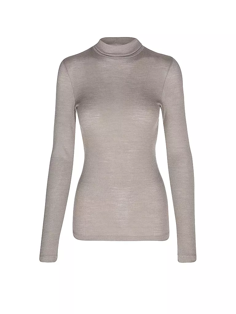 MEY | Langarmshirt WOOL LOVE deep taupe | Marrón claro