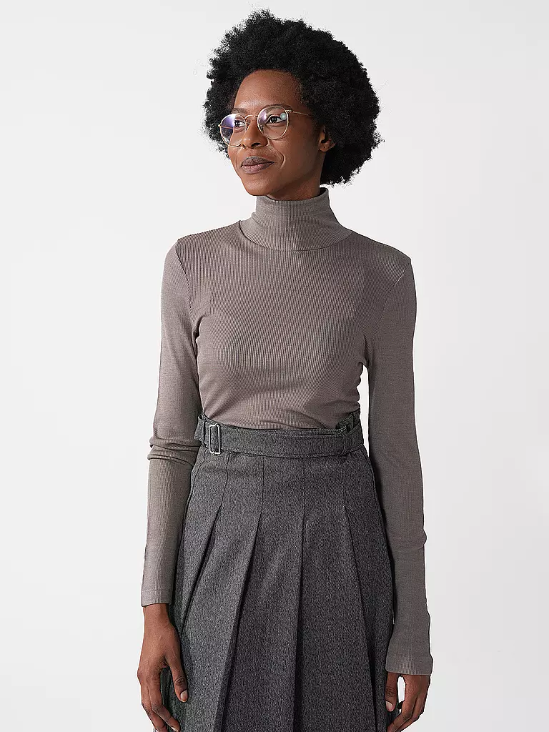 MEY | Langarmshirt WOOL LOVE deep taupe | Marrón claro