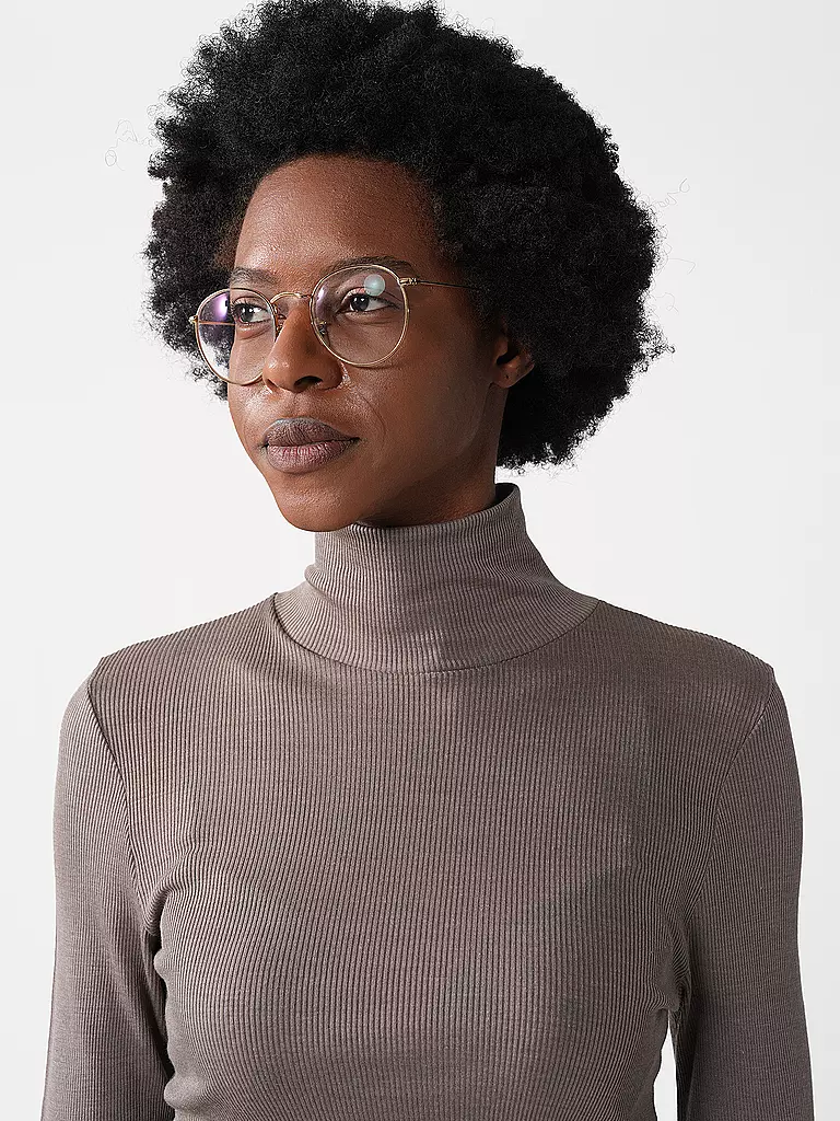 MEY | Langarmshirt WOOL LOVE deep taupe | Marrón claro
