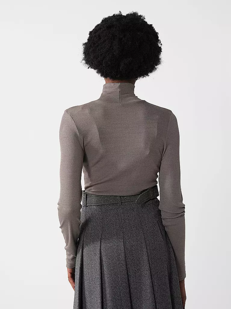 MEY | Langarmshirt WOOL LOVE deep taupe | Marrón claro
