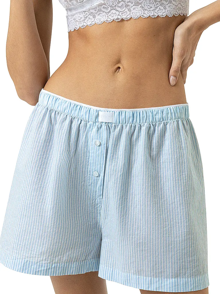 MEY | Pantalones cortos de pijama COTTON STRIPES azul empolvado | 