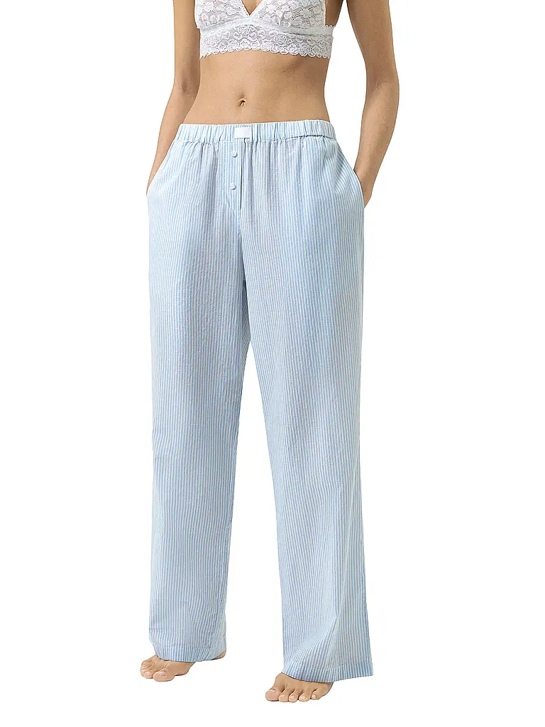 MEY | Pantalones de pijama COTTON STRIPES | Azul claro
