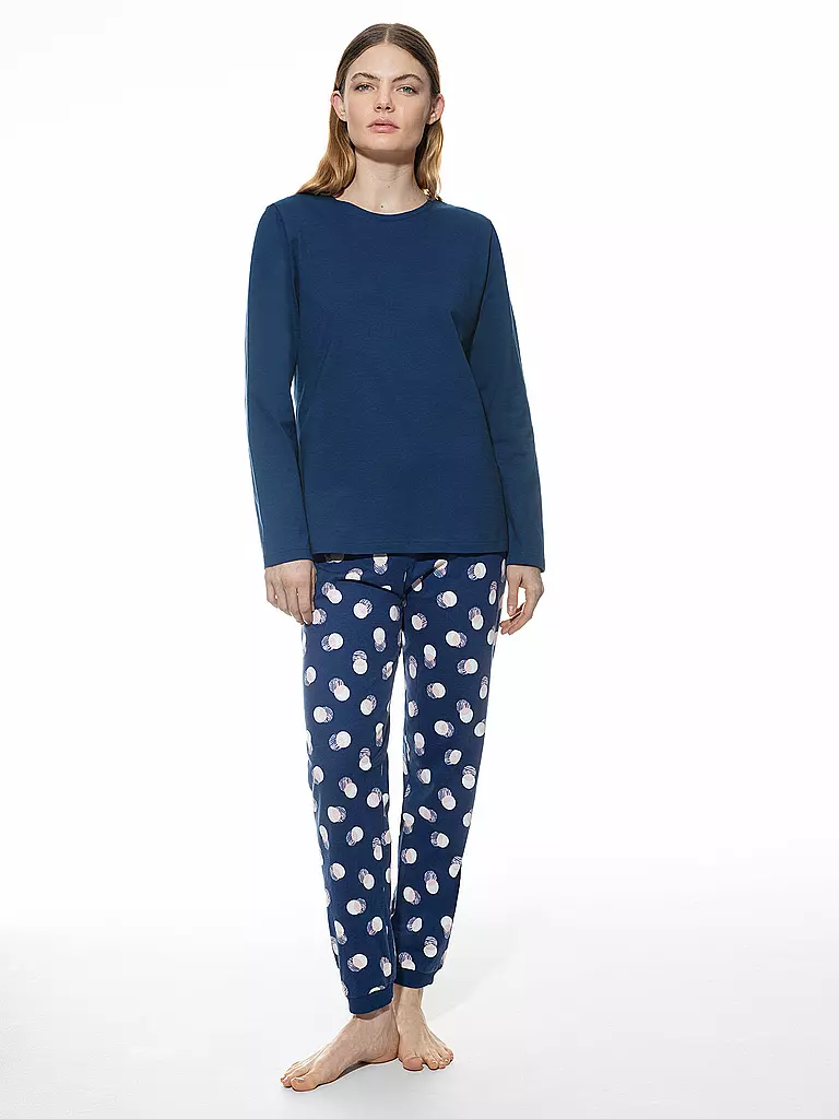 MEY | Pijama SCRIBBLED DOTS | Azul oscuro