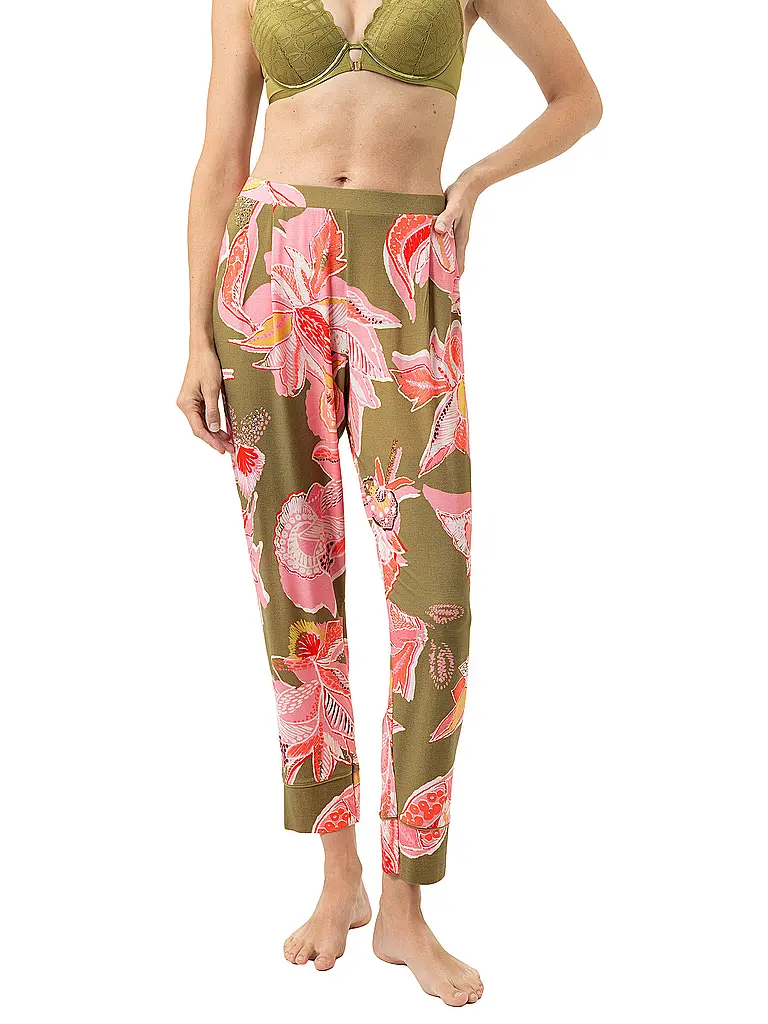 MEY | Pyjamahose 7/8 FLOWER WHIRL golden fern | Oliva